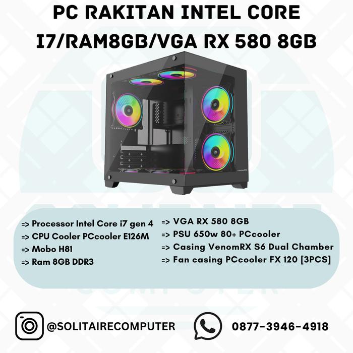 Jual PC Rakitan Intel Core I7 gen Ram 8GB VGA RX 580 8GB