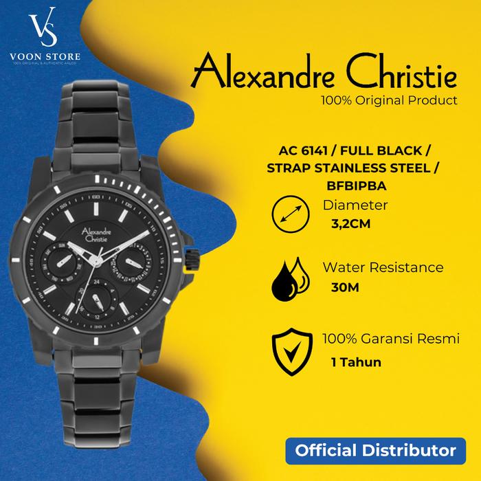 Gambar Jam Tangan Alexandre Christie Wanita AC 6141 Stainless Steel Tanggal Hari Dan Chrono Aktif ORIGINAL - Full Black dari VOON STOREE undefined Tokopedia