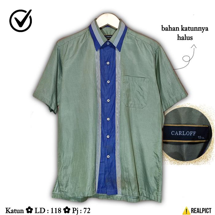 Gambar CARLOFF Kemeja Pria Size XL Jumbo Lengan Pendek Hem Kerah Katun Cotton Shirt Men Man Baju Atasan Cowok Laki Dewasa Besar PL preloved second seken bekas Murah dari Shop With KAVIN undefined Tokopedia