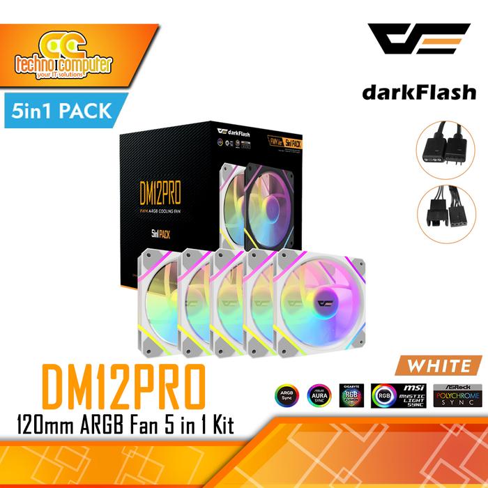 Gambar FAN CASING DARKFLASH DM12 PRO ARGB - 120mm 5in1 Pack ARGB Fan - Putih dari Techno Computer Bali undefined Tokopedia