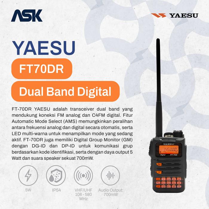 Gambar Handy Talky FT70DR YAESU / HT FT 70DR dari Artha Surya Kommunika undefined Tokopedia