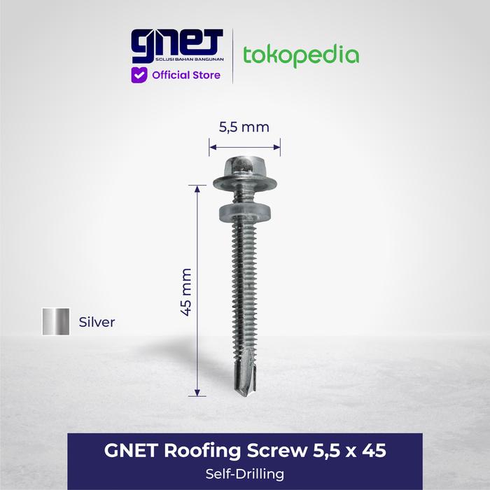 Gambar GNET Roofing Screw | Skrup Atap Baja Ringan Anti Bocor - 5,5 X 45 Silver dari GNET Official Store undefined Tokopedia