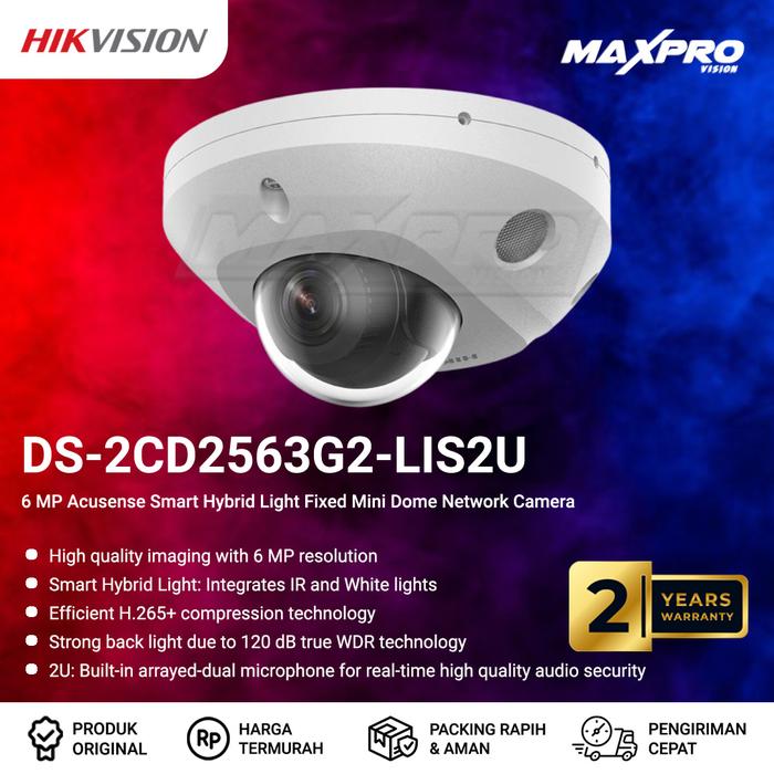 Jual DS-2CD2563G2-LIS2U HIKVISION IP 6MP ACUSENSE HYBRID LIGHT