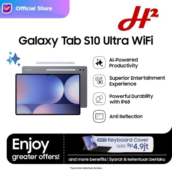 Gambar Samsung Galaxy Tab S10 Ultra WiFi 12/256GB - Garansi Resmi - +Keyboard Cover dari H2 Cellular Store undefined Tokopedia