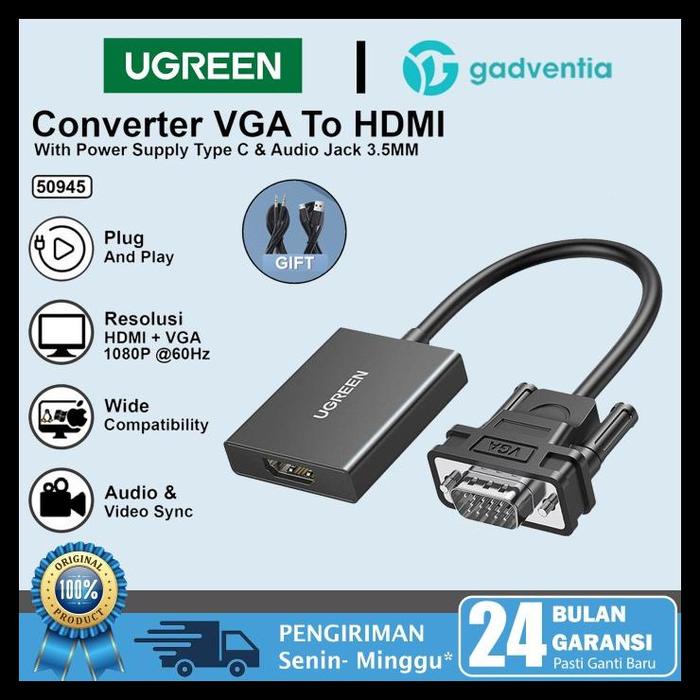 Gambar Ugreen Vga To Hdmi Converter Adapter Hd 1080P With Audio Plug And Play Untuk Pc Komputer Laptop Layar Tv Monitor Proyektor Terbaru 100 % Original - VGA-HDMI 50945 dari FazaFauzanadhiima undefined Tokopedia