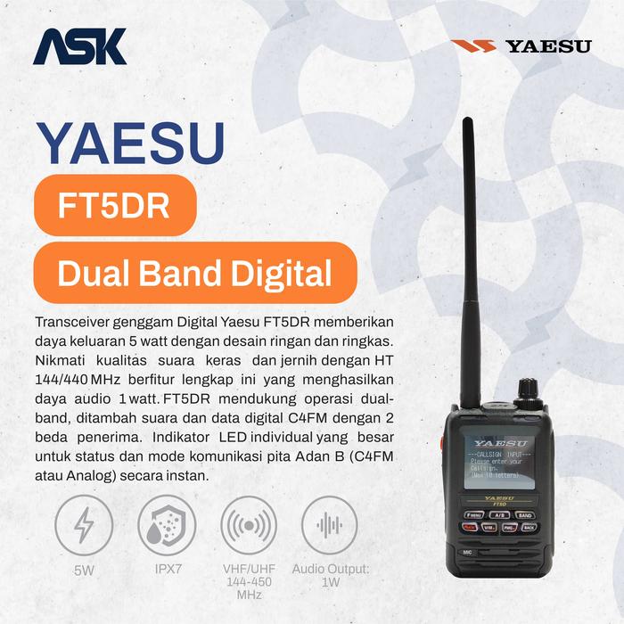 Gambar Handy Talky FT5DR YAESU / HT FT 5DR dari Artha Surya Kommunika undefined Tokopedia