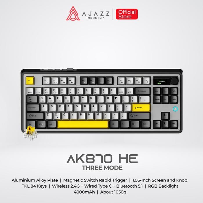 Gambar Ajazz AK870 HE Magnetic Switch Rapid Trigger TKL Mechanical Keyboard Three Mode RGB with 1.06-inch TFT Color Screen - Starry Night dari Starcomp Origin undefined Tokopedia