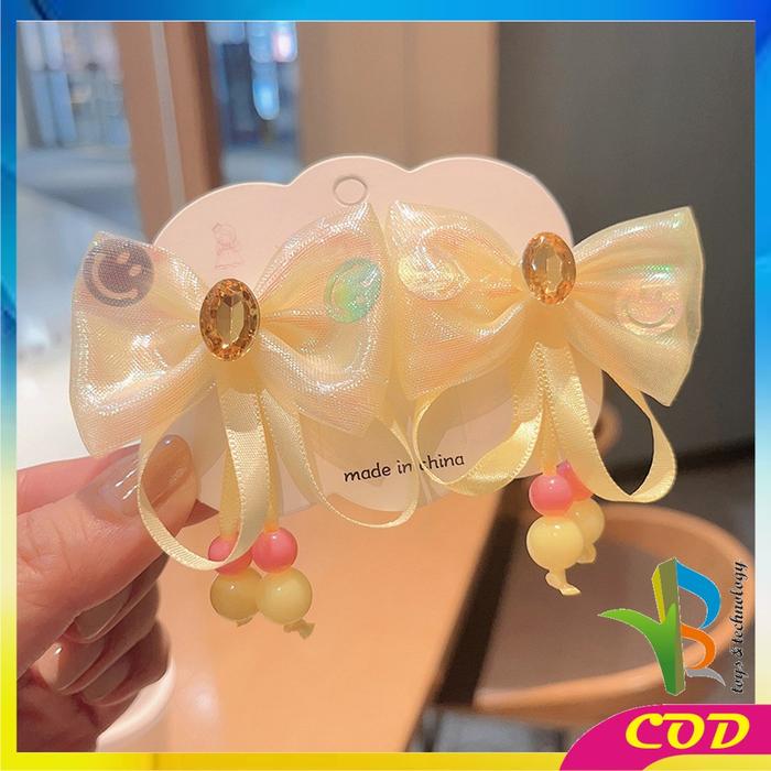 Gambar [COD] RB C1156 Jepitan Pita Anak Ikat 2 Set Aksesoris Rambut Anak Perempuan / Jepit Pita 2pcs Set Jepit Rambut Anak Pita Lucu - KUNING  dari RB TOYS AND TECHNOLOGY undefined Tokopedia