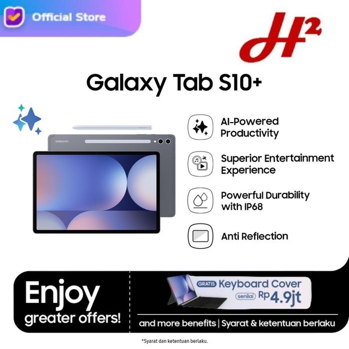 Gambar Samsung Galaxy Tab S10+ s10 Plus 5G 12/256GB - Garansi Resmi - +Keyboard Cover dari H2 Cellular Store undefined Tokopedia