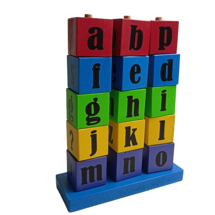 Gambar Menara dan Piramida Jumbo Huruf Kecil Besar Angka Hijaiyah Kubus Kayu Mainan Edukasi Anak Montessori - Menara Hrf Kcl dari Health and Happy Shop undefined Tokopedia