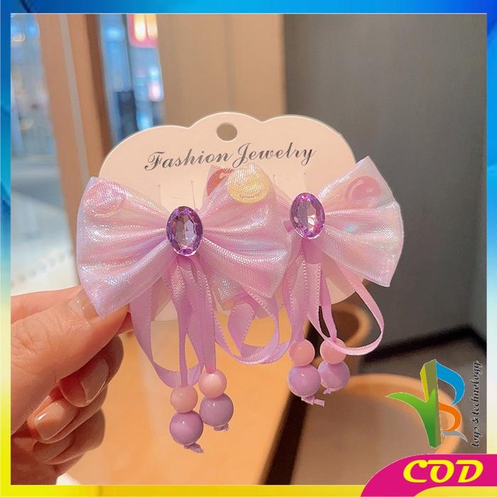 Gambar [COD] RB C1156 Jepitan Pita Anak Ikat 2 Set Aksesoris Rambut Anak Perempuan / Jepit Pita 2pcs Set Jepit Rambut Anak Pita Lucu - UNGU  dari RB TOYS AND TECHNOLOGY undefined Tokopedia