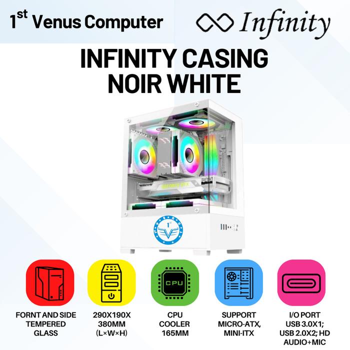 Gambar CASING INFINITY NOIR FREE 3 FAN - mATX GAMING CASE / CASE10-INF / CASE11-INF - Putih dari 1st Venus Computer undefined Tokopedia