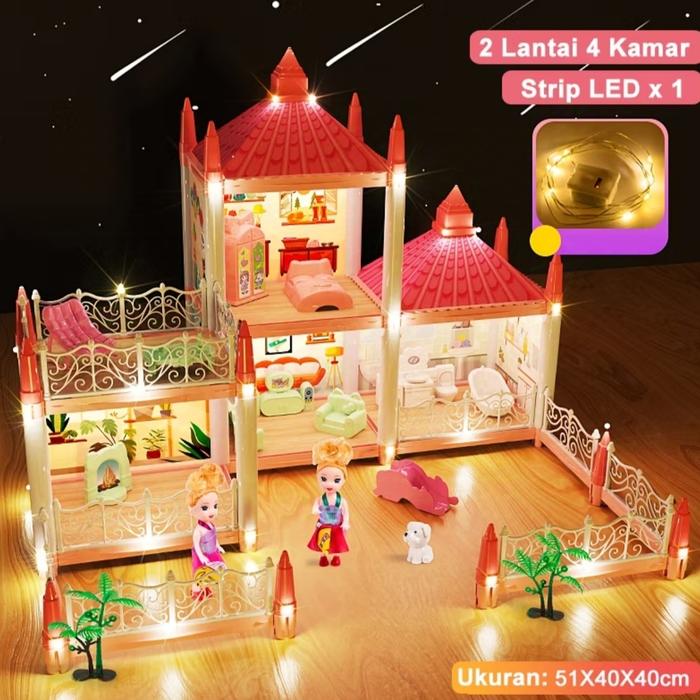 Gambar FREE LED Mainan Edukasi Anak Rumah boneka / Rumah Boneka Premium - 4 ruang dari Olive Tree Indonesia undefined Tokopedia