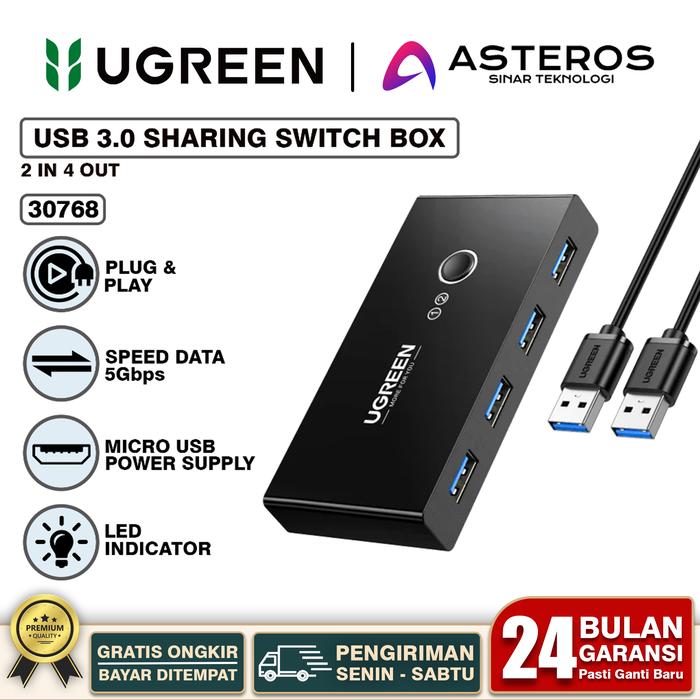 Gambar UGREEN USB Sharing Switch Adapter Usb 3.0 Usb 2.0 2in 4out speed 5Gbps - 30768 3.0 dari ASTEROS OFFICIAL undefined Tokopedia