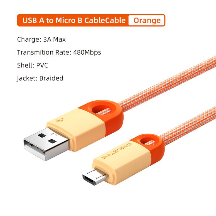 Gambar Kabel Data Micro USB 3A 18W CABLETIME Fast Charging Quick Charge Android - Orange, 1M dari XLink Surabaya undefined Tokopedia
