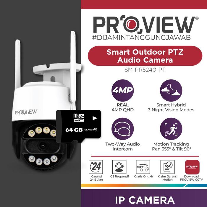 Gambar PROVIEW SMART OUTDOOR PTZ WI-FI IP CAMERA SMART HYBRID NIGHT VISION WITH AUDIO - 64 GB, 5 Meter dari PESONA VANO undefined Tokopedia