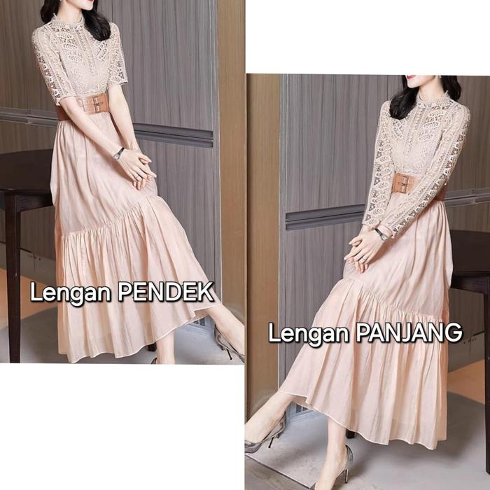 Gambar 03DD Dress Midi Maxi Maksi Tiered Susun Lace Brokat Brukat Tencel Vintage Classy Pesta Kondangan Bohemia Import szmoz gzmoz - LENGAN PENDEK, M dari ECLAIRE FASHION BOUTIQUE undefined Tokopedia