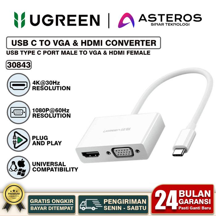 Gambar UGREEN Converter Adapter 2 IN 1 Mini DP / USB Type C To HDMI Dan VGA - 30843 TYPE C dari ASTEROS OFFICIAL undefined Tokopedia