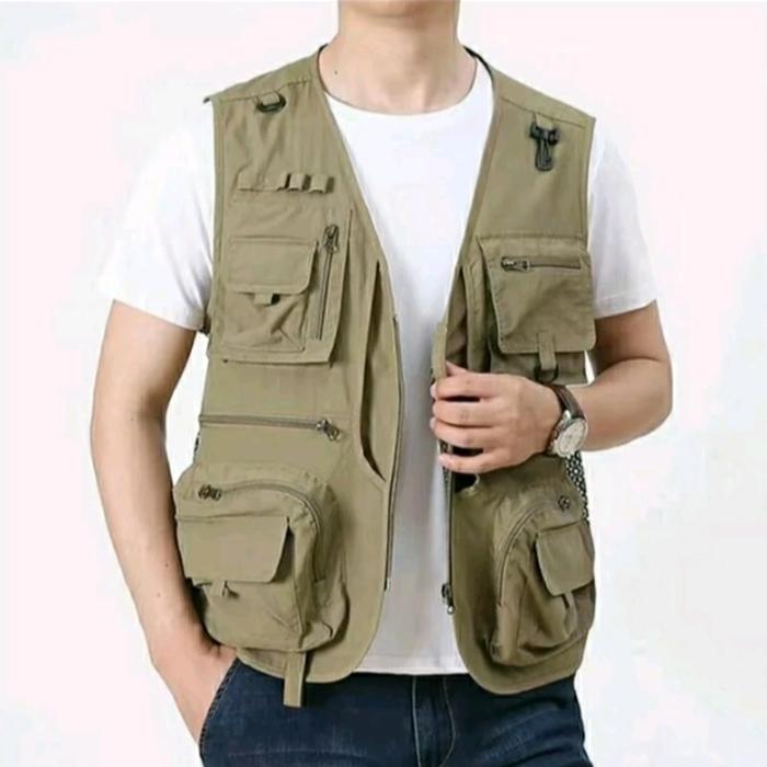 Gambar Rompi vest pria / vest pria / vest / rompi tactical / rompi motor - Cream, M dari F Brand Fashion undefined Tokopedia