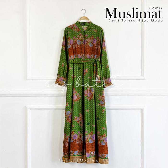 Gamis muslimat NU warna MUDA semi sutra set jilbab seragam pengajian  gamis MUDA, XXXL