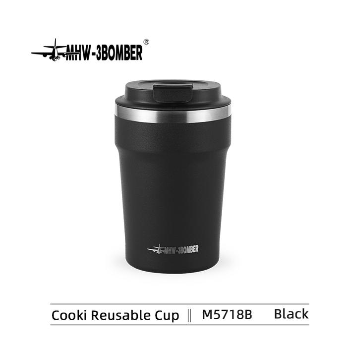 Gambar MHW-3BOMBER Cooki Insulation Coffee Cup 360ml Stainless Steel 304 / Double Vaccuum Insulated Coffee Tumbler Travel Gelas Kopi Double Wall SUS 304 Portable Mug Thermos Termos Tahan Panas Dingin Premium Berkualitas Original MHW-3BOMBER - Hitam dari MHW-3BOMBER.INDONESIA undefined Tokopedia