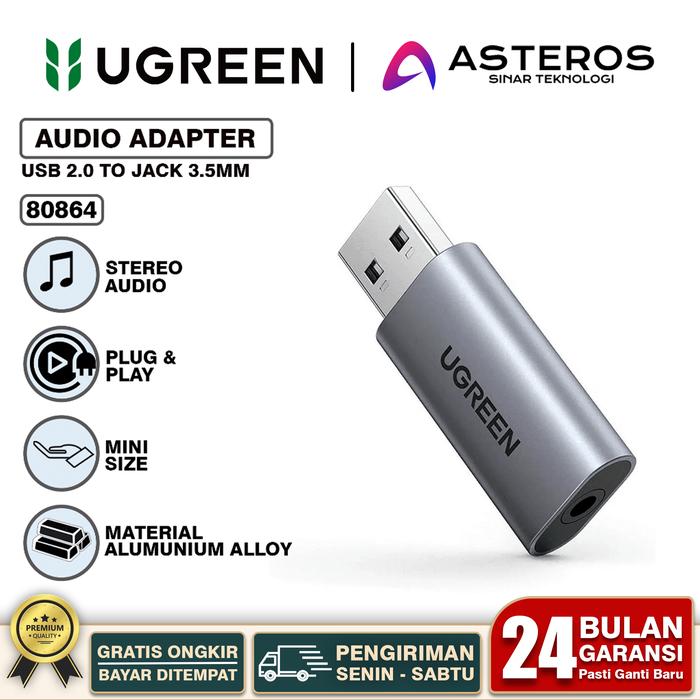 Gambar UGREEN Audio Adapter USB To Jack 3.5mm Sound Card External Audio Stereo 80864 - 80864 JACK dari ASTEROS OFFICIAL undefined Tokopedia