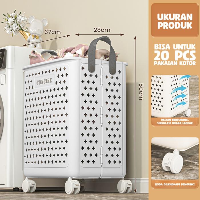 Gambar TP Angola Keranjang Baju Kotor Lipat C14 Laundry Basket / Laundry Bag Pakaian Cucian Kotor Dengan Roda - Putih dari Angola Indonesia undefined Tokopedia