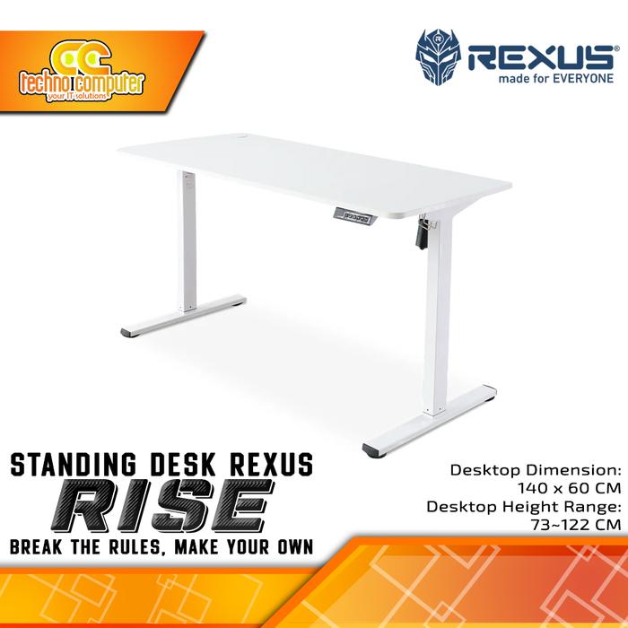 Gambar MEJA GAMING REXUS RISE RXD-146 With Electric Adjustable Height - Putih dari Techno Computer Bali Kota Denpasar Tokopedia