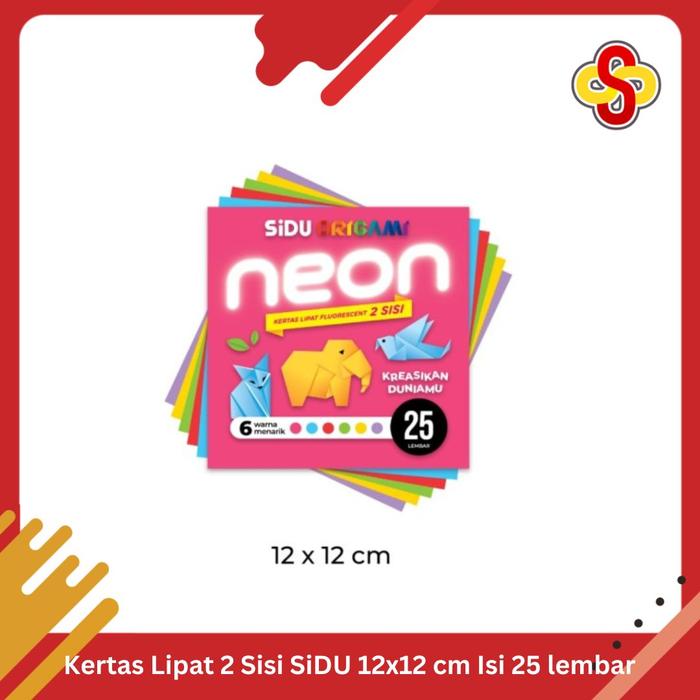 Gambar Kertas Origami / Kertas Lipat SiDU Neon 2 Sisi Isi 25 Lembar - 12x12 cm dari Sarana Sukses ATK undefined Tokopedia