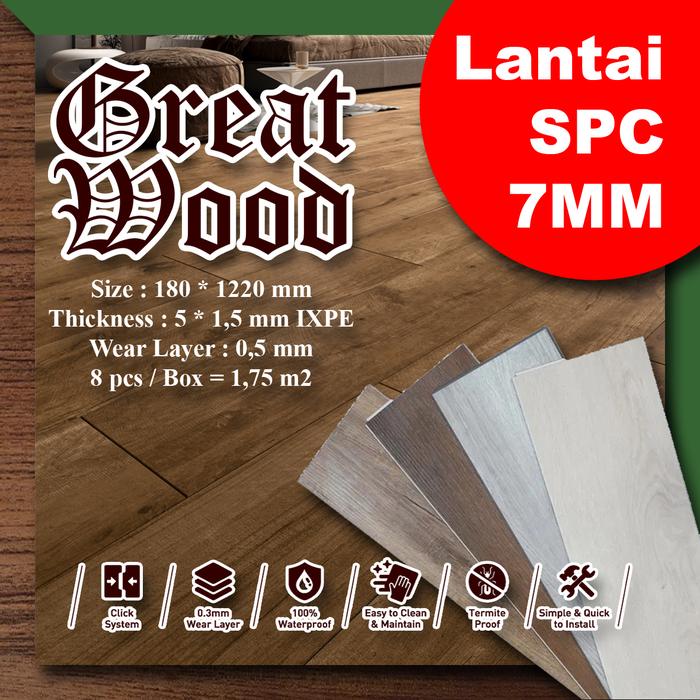 Gambar Lantai SPC 7mm Flooring SPC Lantai Click n Lock Great Wood - Harga Per M2 dari PT. WIJAYA INDOTAMA MANDIRI undefined Tokopedia