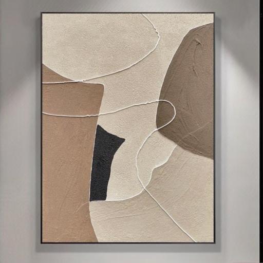 Jual Beige wabi-sabi wall art beige brown abstract painting neutral ...
