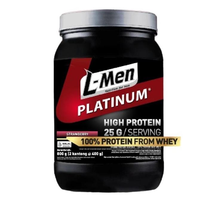 Gambar L- Men Platinum 800 gram | Chocolate | Vanilla Caramel | Strawberry| Kacang Hijau| Ketan Hitam| Bubble Gum| Whey Protein - Strawberry dari mariahmartshop undefined Tokopedia