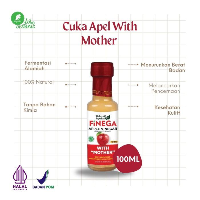 Gambar Apel Vinegar, Cuka Apel Alami With Mother 100ml (BOTOL KACA) - DeHealt dari Toko Organic undefined Tokopedia