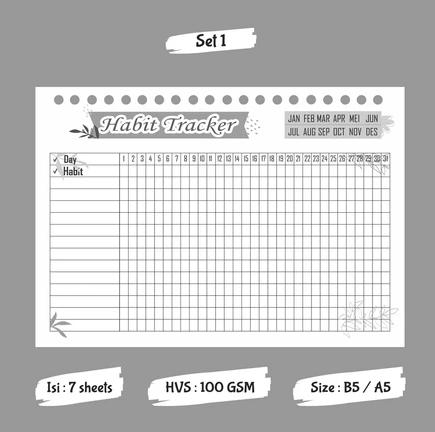 Gambar Habit Tracker Loose Leaf - Refill Binder A5 / B5 -10 Lembar By Meiko - set 1, A5 (20 Holes) dari Dara ATK Shop undefined Tokopedia