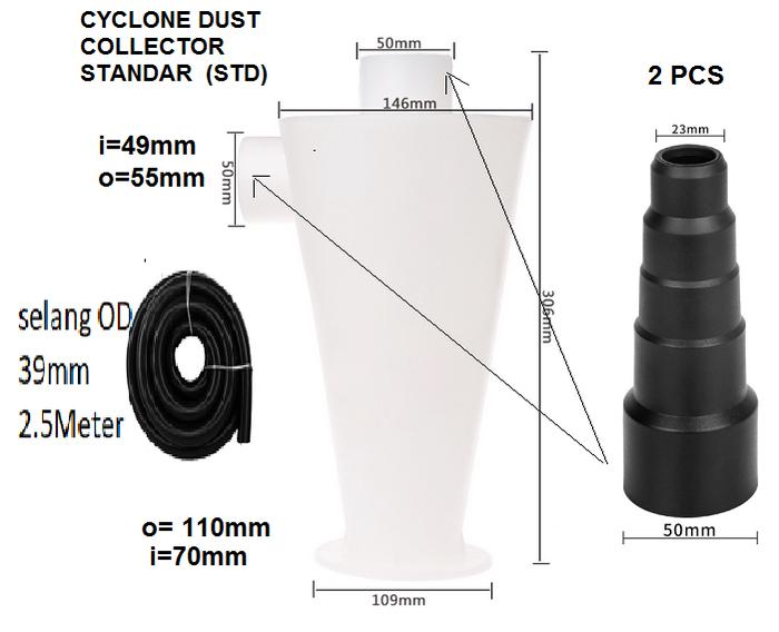 Gambar Dust Collector Industrial Extractor Woodworking Cyclone Vacuum Cleaner - PktSTD-Slg dari KRstorex undefined Tokopedia