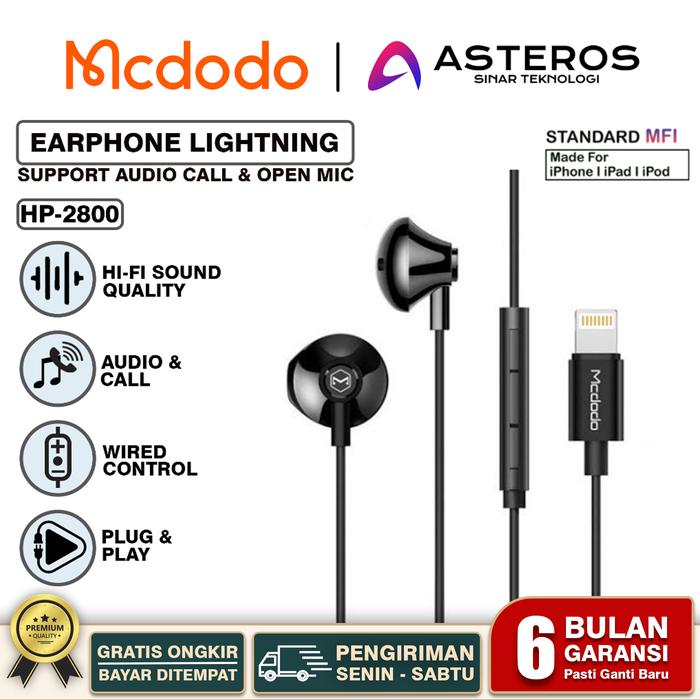 Gambar Handsfree Earphone Iphone 13 ,13Pro ,13 Pro Max Lightning Audio Mic - BLACK LITE dari ASTEROS OFFICIAL undefined Tokopedia