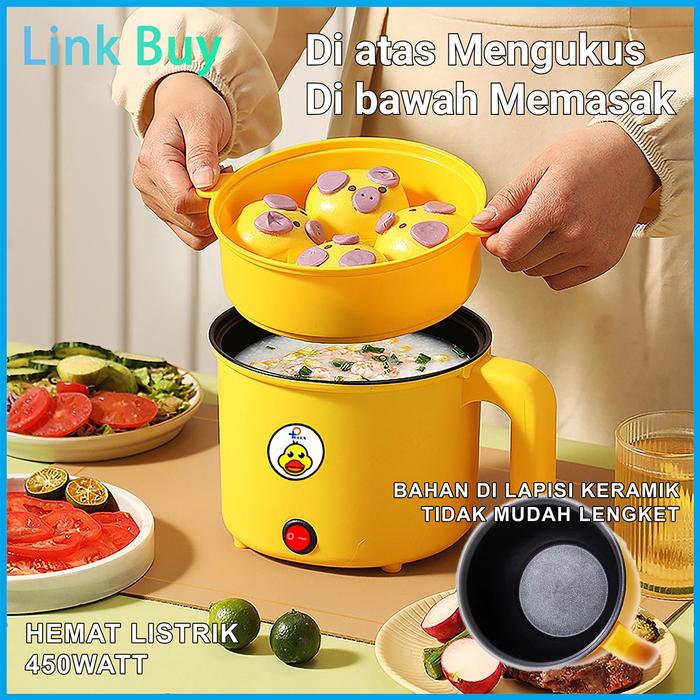 Gambar Magic com mini 1.5 Liter Anti Lengket Serbaguna/Mini Rice cooker Panci Listrik 450Wat/Mini Rice cooker low Wat cocok Digunakan Di Kos - Yellow duck dari Link Buy undefined Tokopedia