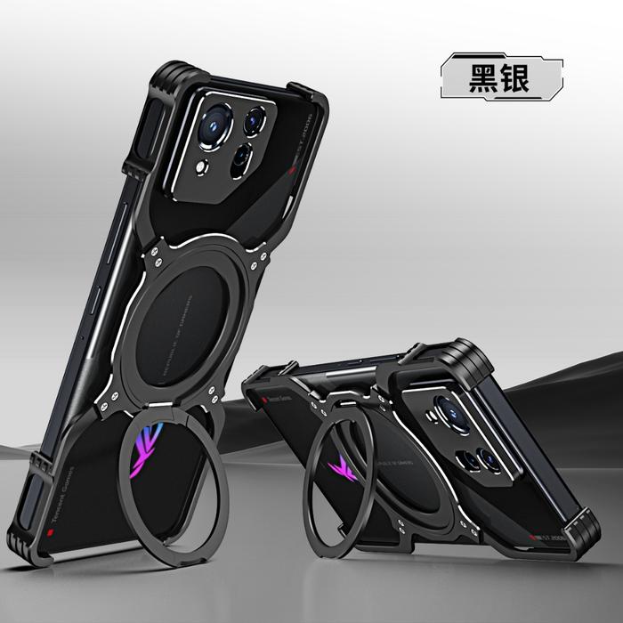 Gambar Aluminum Alloy Magnetic Frameless Phone Case For ASUS ROG 8 Pro Phone 8 5G Wireless Charging Case 360° Stand Rimless Metal - 1, ROG 8 dari Pear' Case undefined Tokopedia