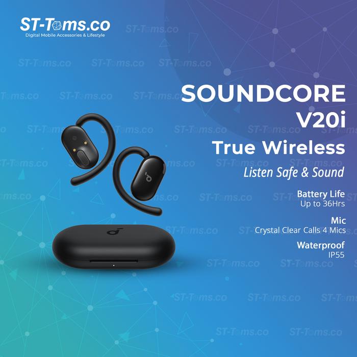Gambar Anker Soundcore V20i / V 20i / V20 i Open-Ear Earbuds Adjustable Ear Hooks Sport True Wireless TWS - A3876 - Hitam dari ST-Toms.co undefined Tokopedia