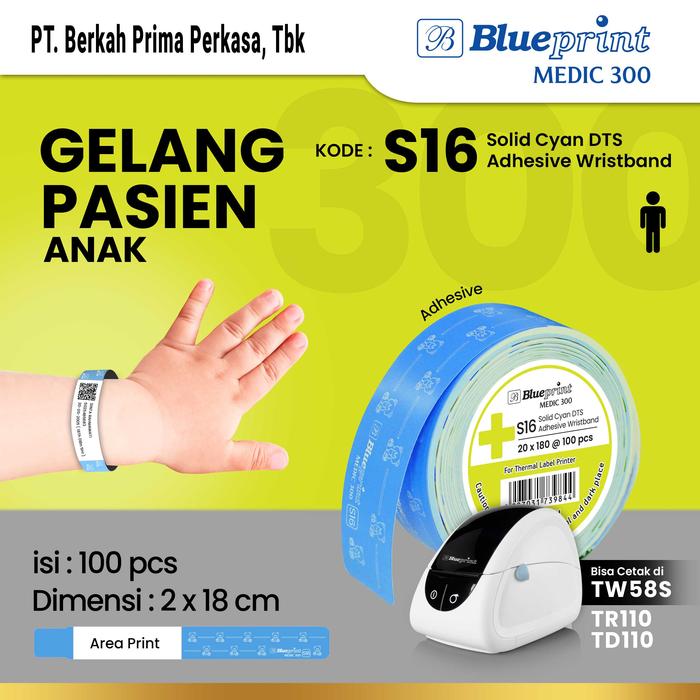 Gambar Gelang Pasien Anak Rumah Sakit 20x180 mm BLUEPRINT Medic 300 - Pink Biru - Cyan dari Blueprint Indonesia Kota Administrasi Jakarta Utara Tokopedia