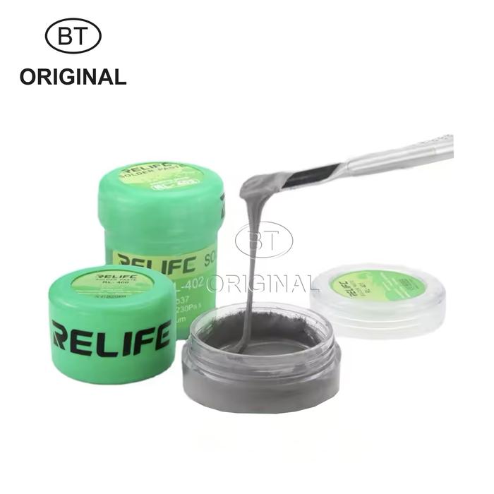 Gambar TIMAH PASTA SOLDER CETAK IC CPU BGA - RELIFE 20G 30G 40G RL-400 RL-401 RL-402 ORIGINAL - 20G dari BT ORIGINAL undefined Tokopedia