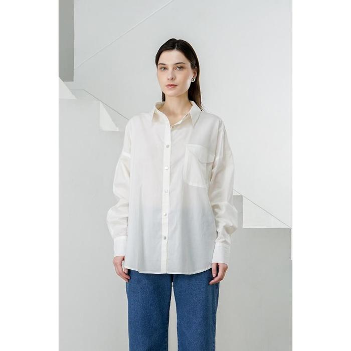 Gambar Kivee - Theo Shirt / Kemeja Wanita / Kemeja Tencel / Kemeja Oversized - Ivory Tencel dari Gea Restock undefined Tokopedia