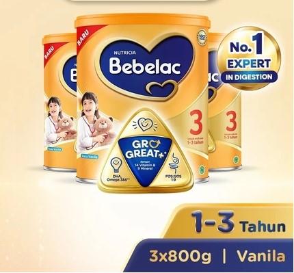 Gambar Bebelac 3 Vanila Susu Pertumbuhan Bubuk 800 gr x 3 dari fishshope undefined Tokopedia