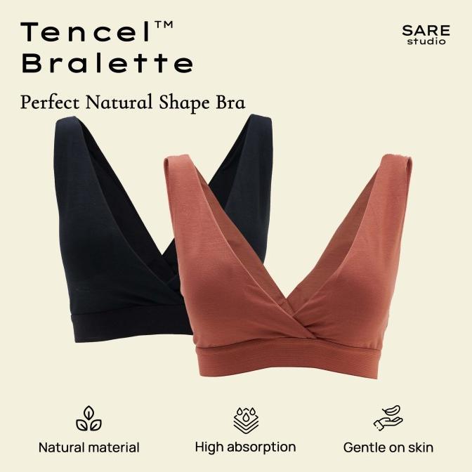 Gambar Bra - Sare Studio Cita Tencel Padded Bralette - BH - 2 Pcs - Black,Rosewood, XL dari fioramal undefined Tokopedia