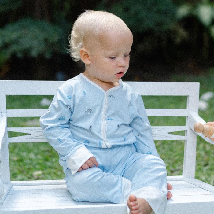 Gambar AWAN KIDS TENCEL Pyjamas / Baju Tidur Bayi Set / Piyama Anak Bayi - Blue Car, 6-12m dari Little Hannah ID undefined Tokopedia