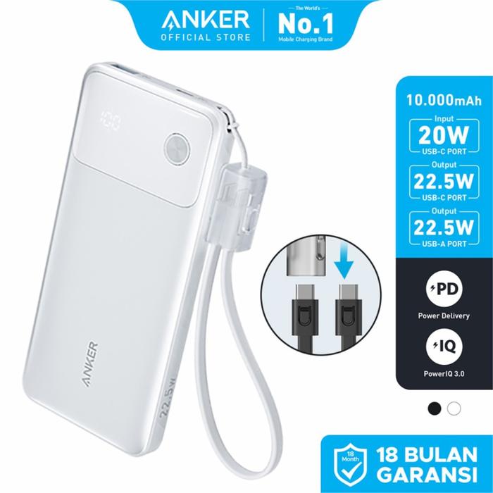 Gambar ANKER Powerbank Portable 10,000mAh 22.5W - A1388 - White dari Carbon Official Store Kota Administrasi Jakarta Pusat Tokopedia