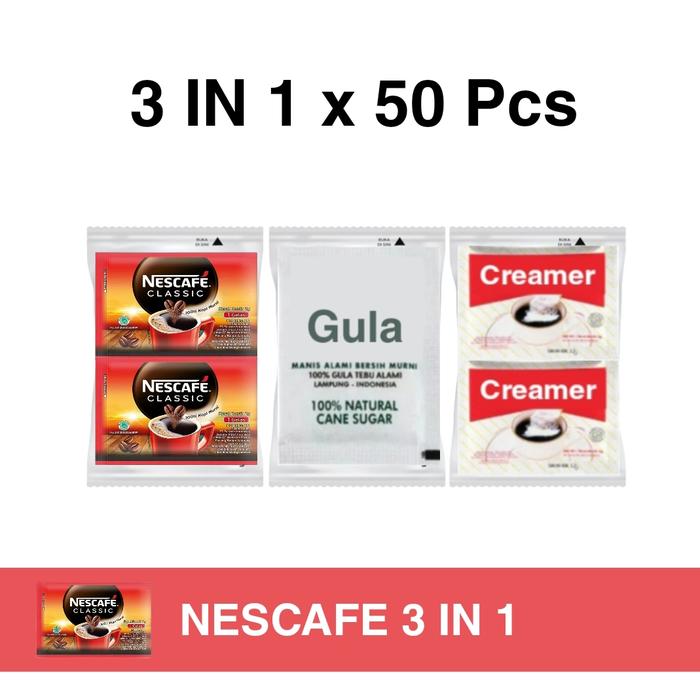 Gambar NESCAFE 3 IN 1 Nescafe Classic Kopi Instan Gula + Creamer - 3 IN 1 x 50 pcs dari BIGsmart Official undefined Tokopedia