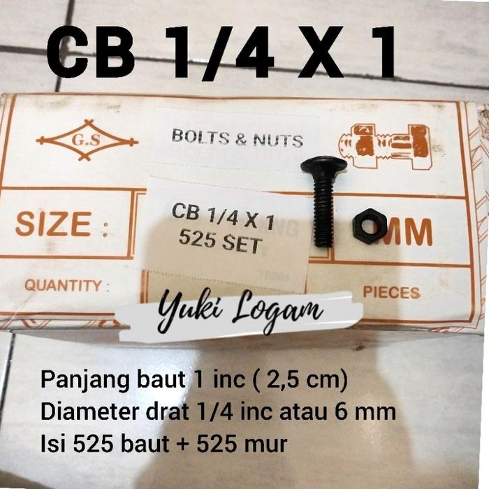 Gambar 1 Dus Baut Mur CB 1/4 baut mur kunci 10 baut bak truk baut pagar baut payung baut carriage ukuran panjang 1 inchi 2,5 cm sampai 6 inchi atau 15 cm. - CB 1/4 X 1 dari Yuki setyawardhana undefined Tokopedia