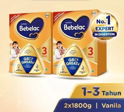 Gambar Bebelac 3 Vanila Susu Pertumbuhan Bubuk 1800 gr x 2 dari fishshope undefined Tokopedia