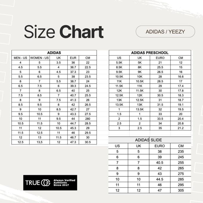adidas yeezy kids size chart